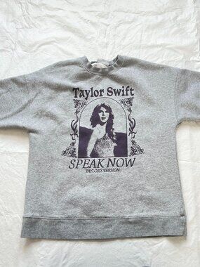 Taylor Swift Speak Now fleece t shirt Large gray purple official Taylors Version